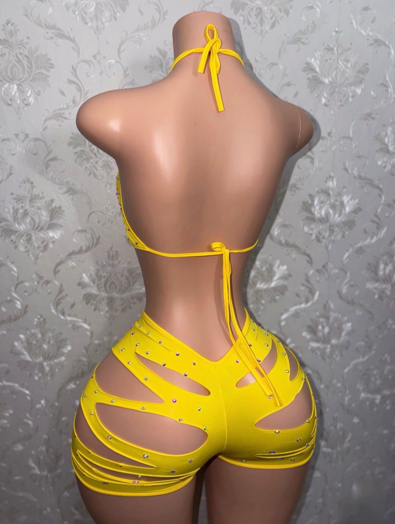 Butter Yellow Valentina Slit Shorts Set fits S-L