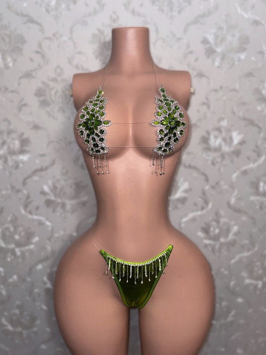 Dripping In Diamonds Crystal Bikini Birthday Set Now With Upgraded Tassel Thong