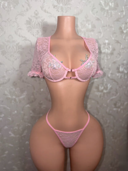 Delina Floral Lace 3 Piece Skirt Set