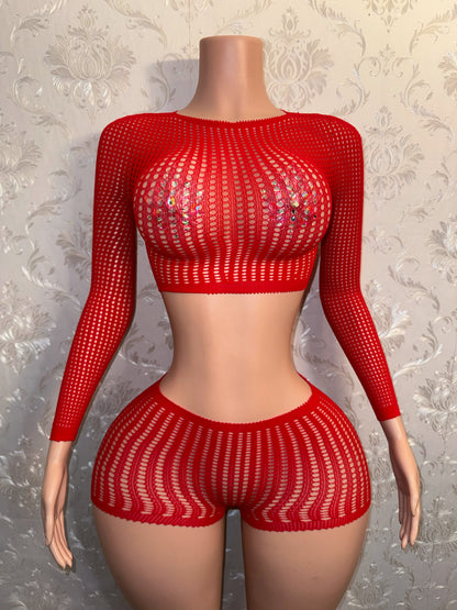 Caleesi — Fishnet Shorts Set Fits XS-L