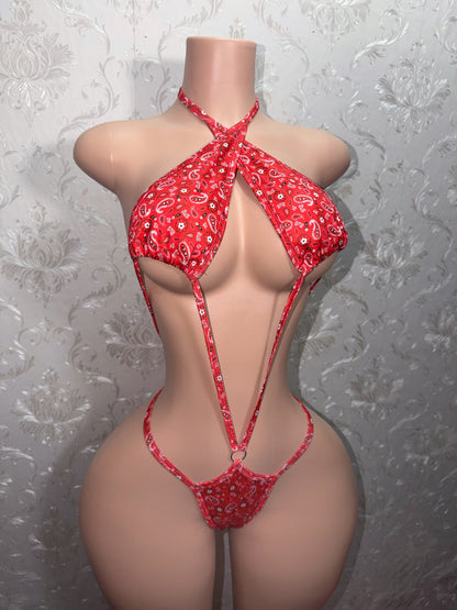 Mary Mack Red Paisley Halter Slingshot Fits S-L