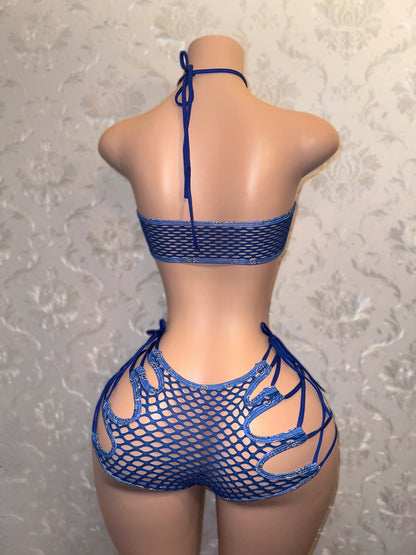 Blueface Bonnie Net Shorts Set Fits XS-L