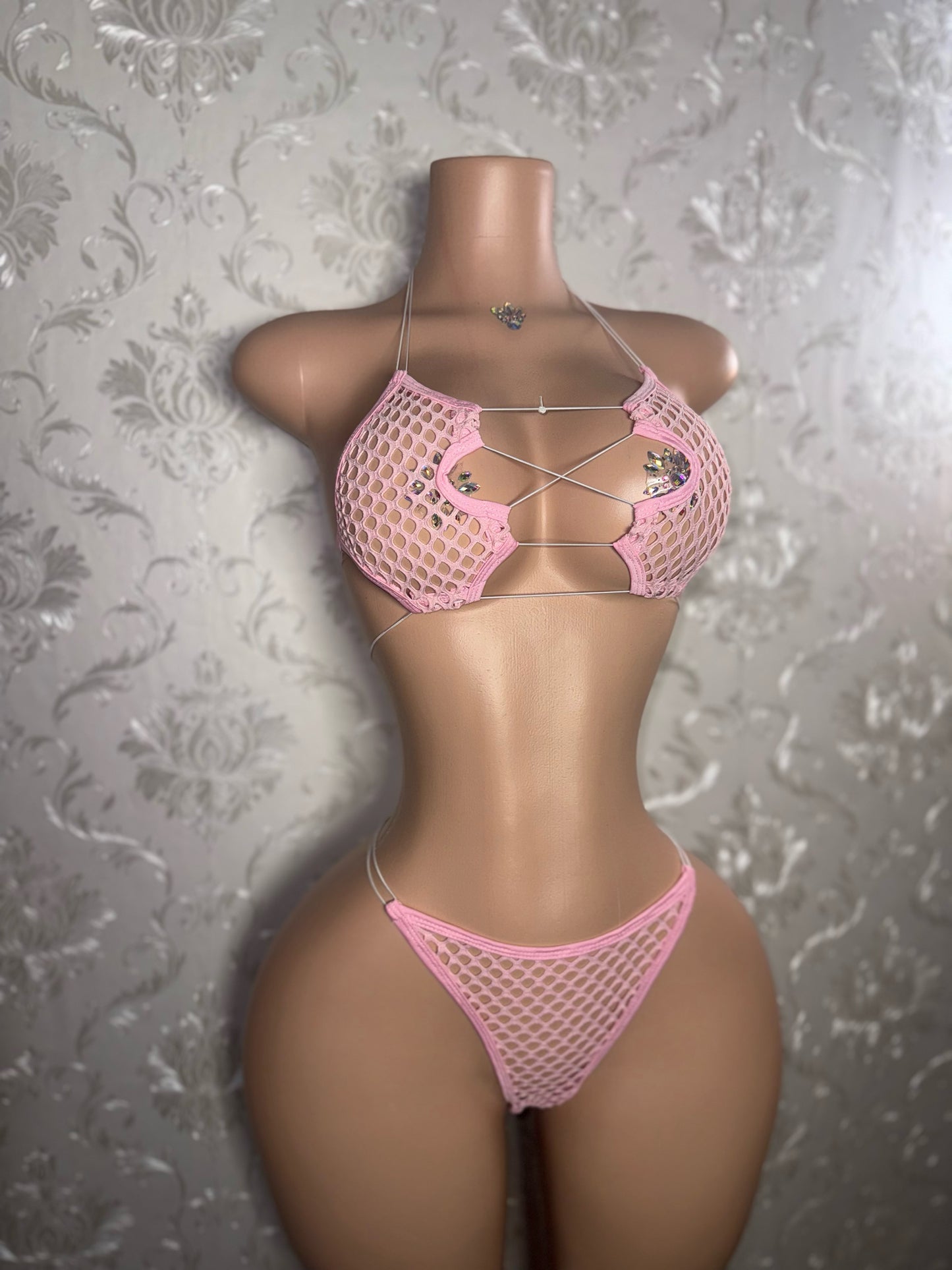 Ravyn — Fishnet Clear Cord 2 Piece Bikini