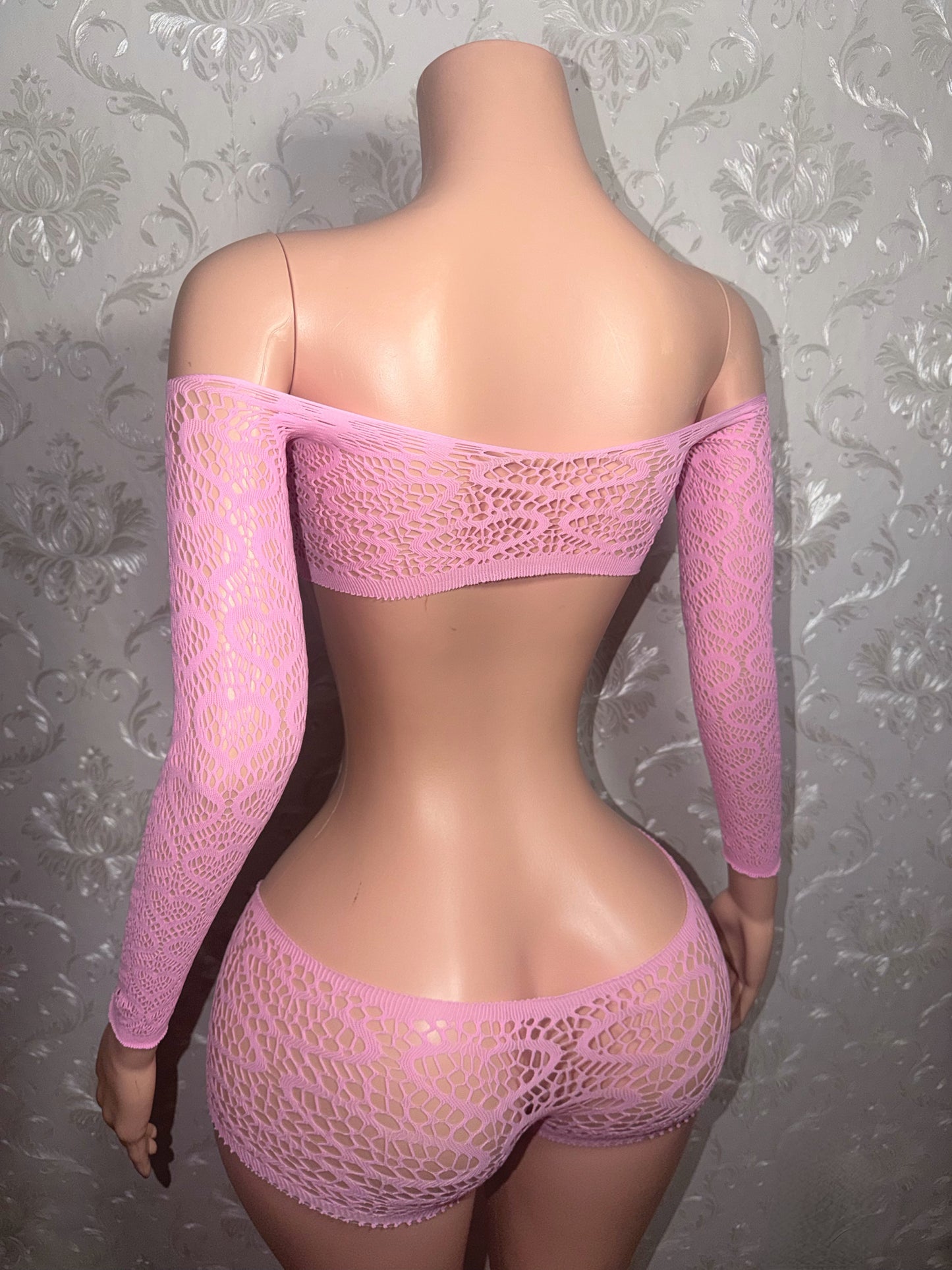 Be Mine Low Rise Fishnet Shorts Set Fits XS-L