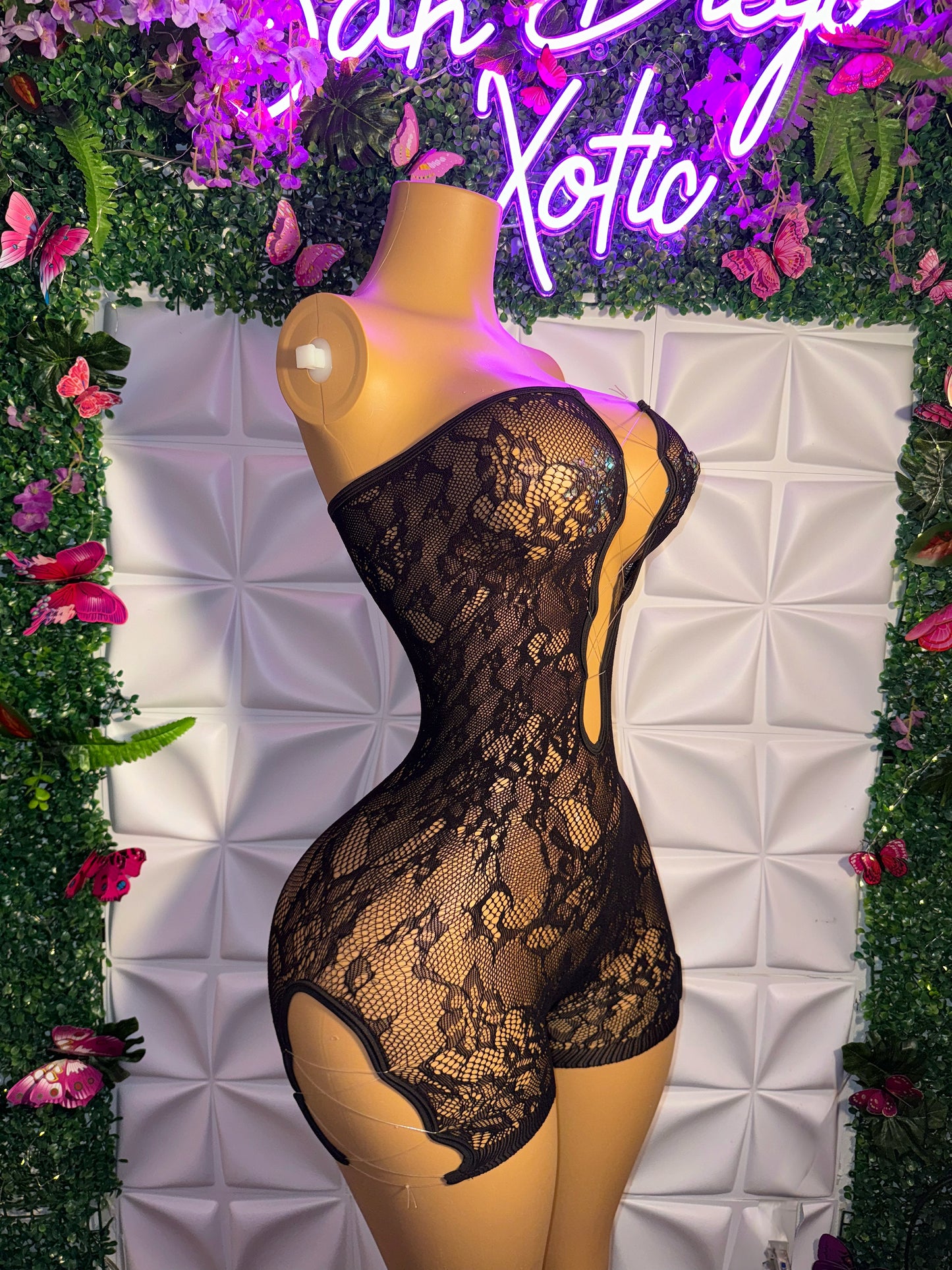 Sita Lace Fishnet Romper Fits XS-L