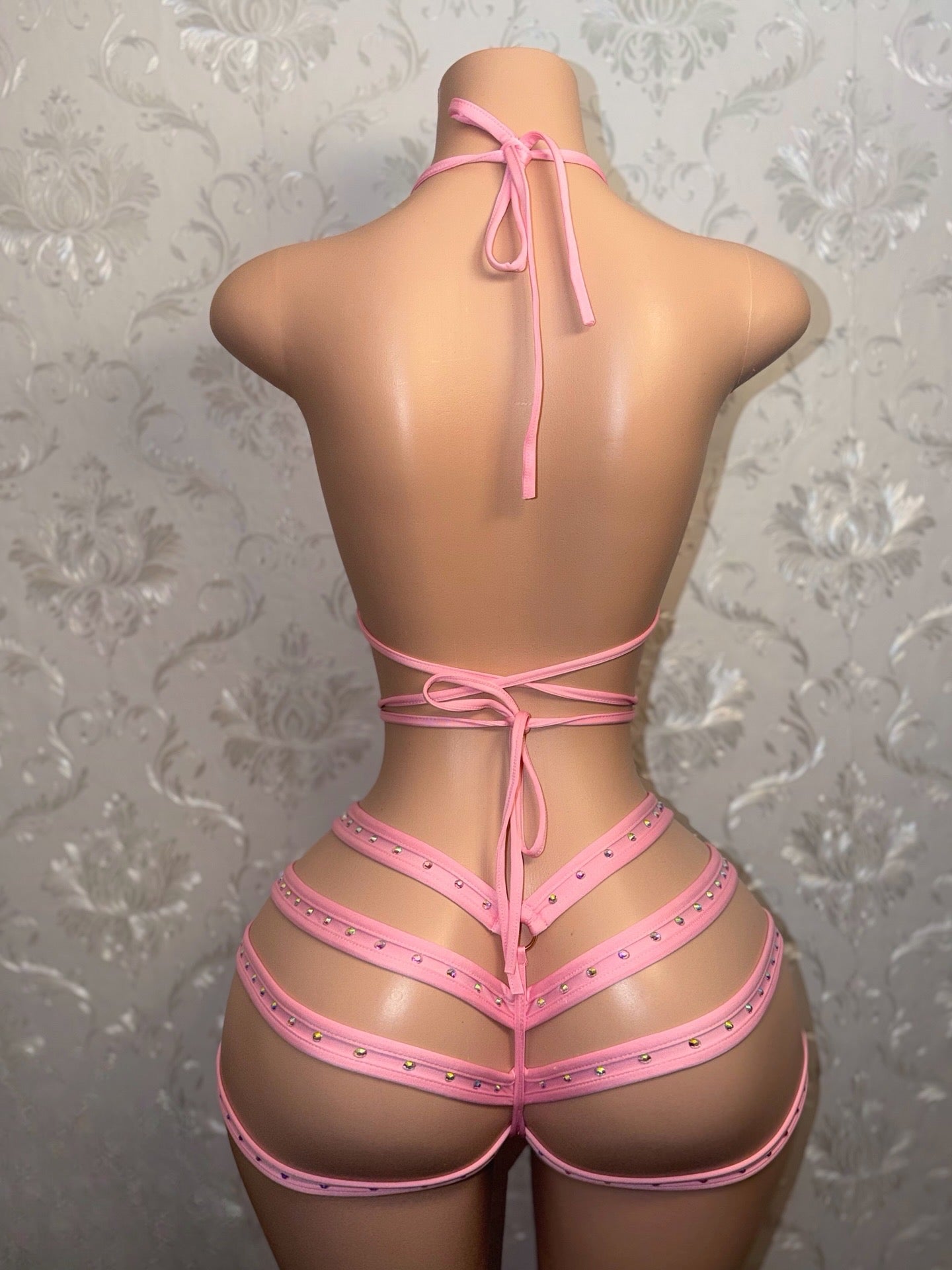 Georgia Peach + Teyana Fishnet Dress 3 Piece Set Fits S-L