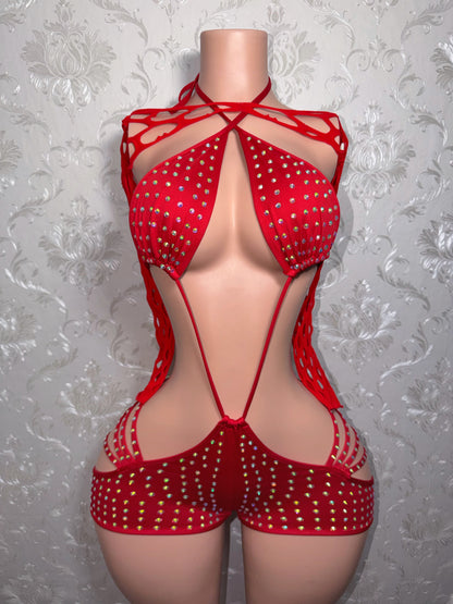 Million Dollar Baby Rhinestone Romper Fits M-L