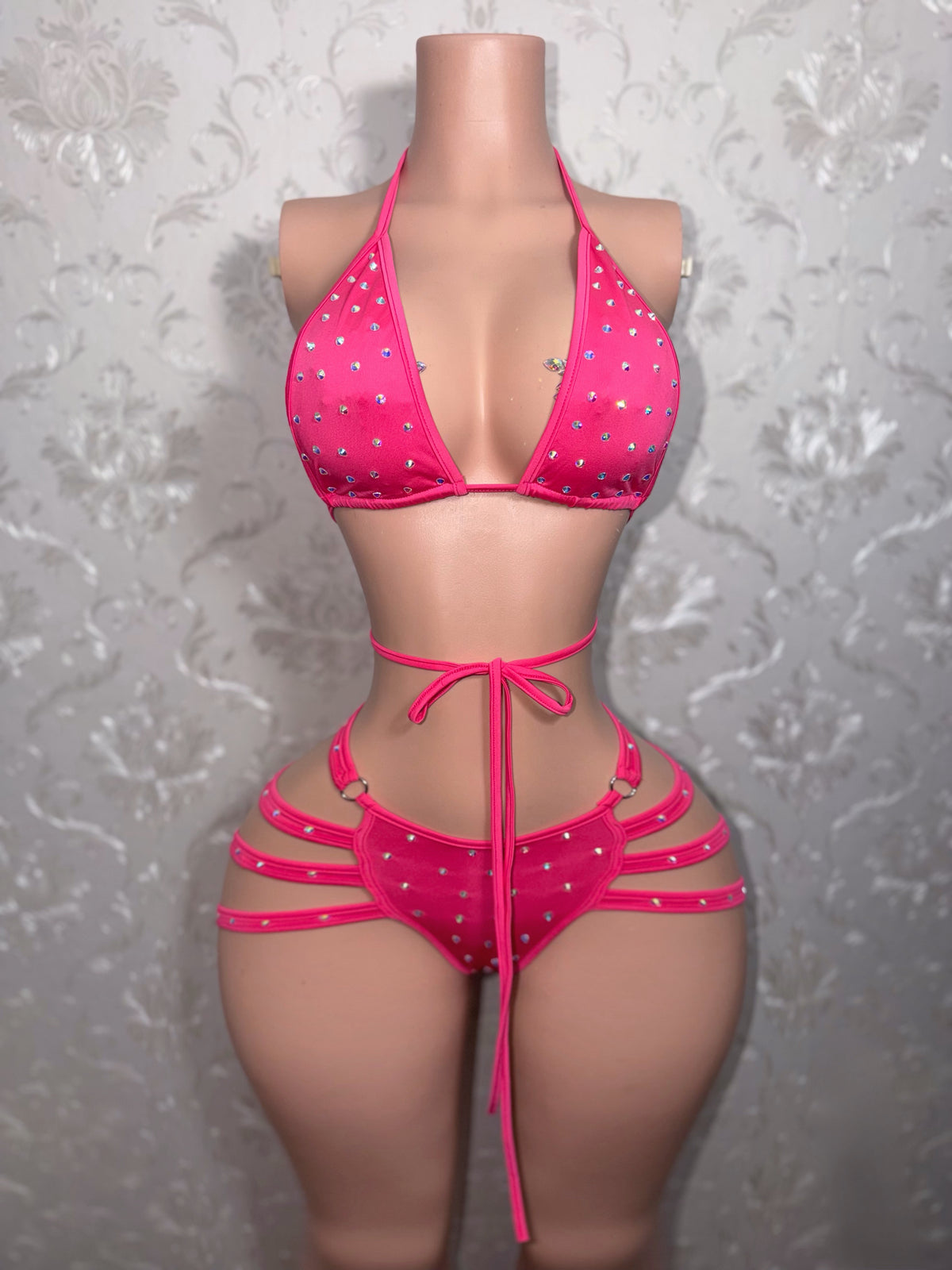 Georgia Peach 2.0 + Teyana Fishnet Dress 3 Piece Set Fits S-M