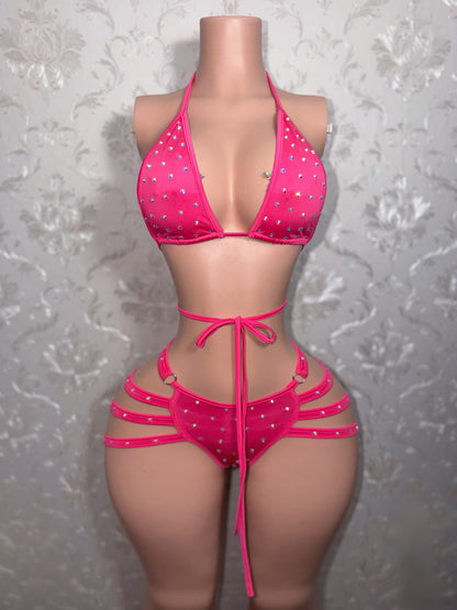 Georgia Peach 2.0 + Teyana Fishnet Dress 3 Piece Set Fits S-M