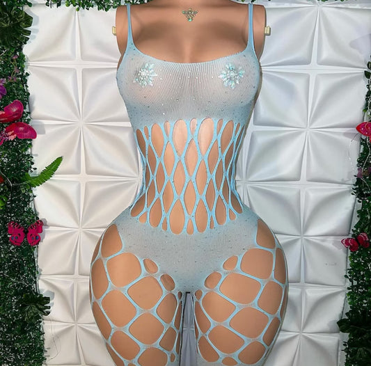 Wynter — Bedazzled Fishnet Jumpsuit Fits XS-L