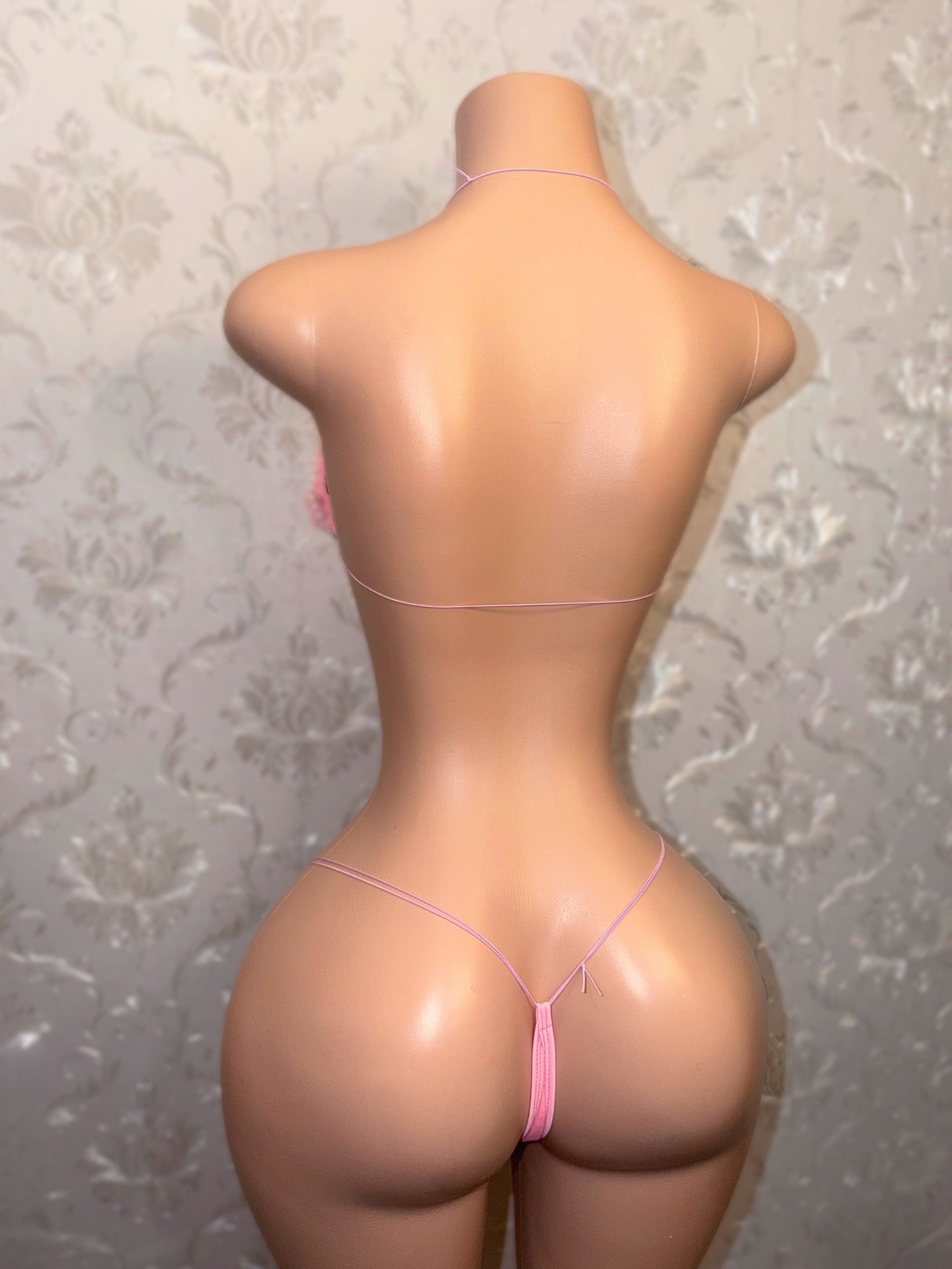 Paris Velour Ruffle Lace Trim Bandeau Bikini Set