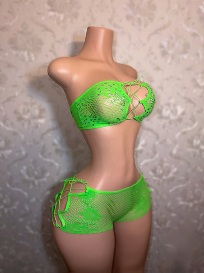 Karisma Low Waisted Net Shorts Set Fits S-XL