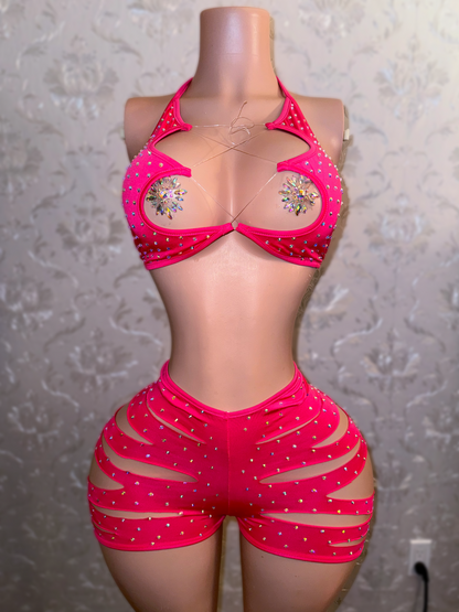 Valentina Diamond Slits Shorts Set fits S-L