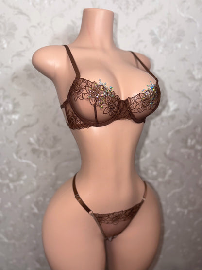 Brown Sugar Lace 2 Piece Bra and Panty Set
