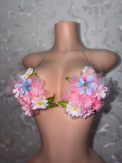 Petal Pusher 3D Floral Bikini Optional Fishnets