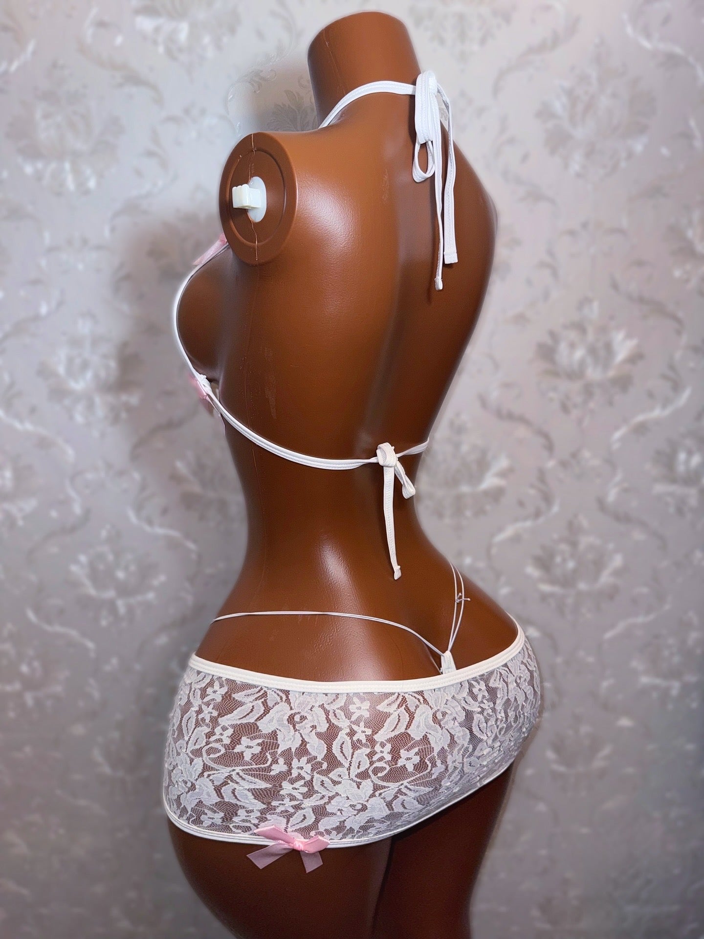 Tangerine Lace Skirt Set With Bikini Fits XS-M Optional Bows
