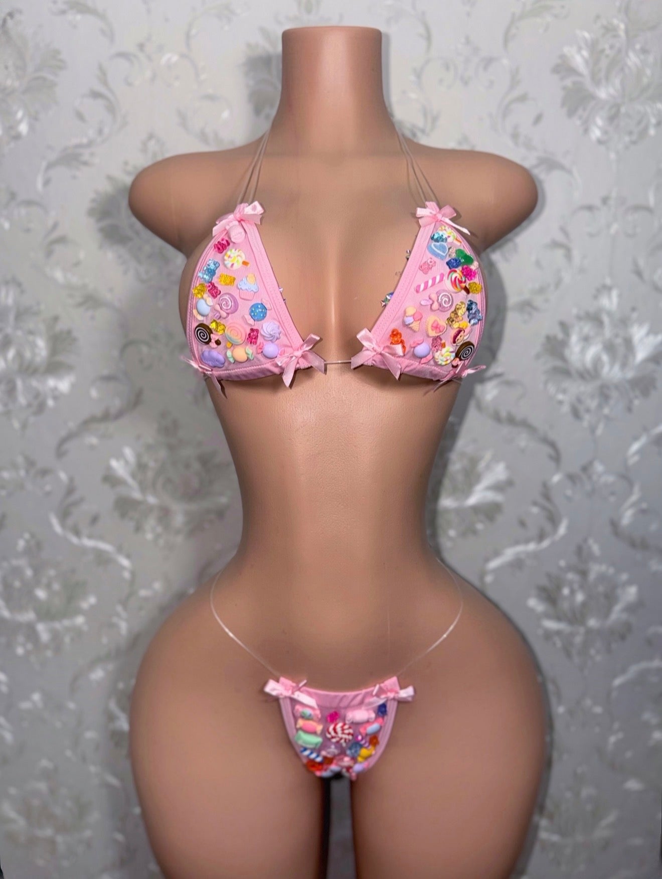 Candy Girl Charm Bikini With Baby Pink Bows