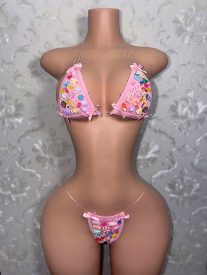 Candy Girl Charm Bikini With Baby Pink Bows