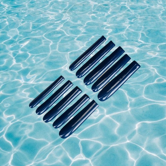 Water 3XL Extra Long Navy Tapered Square Press On Nails