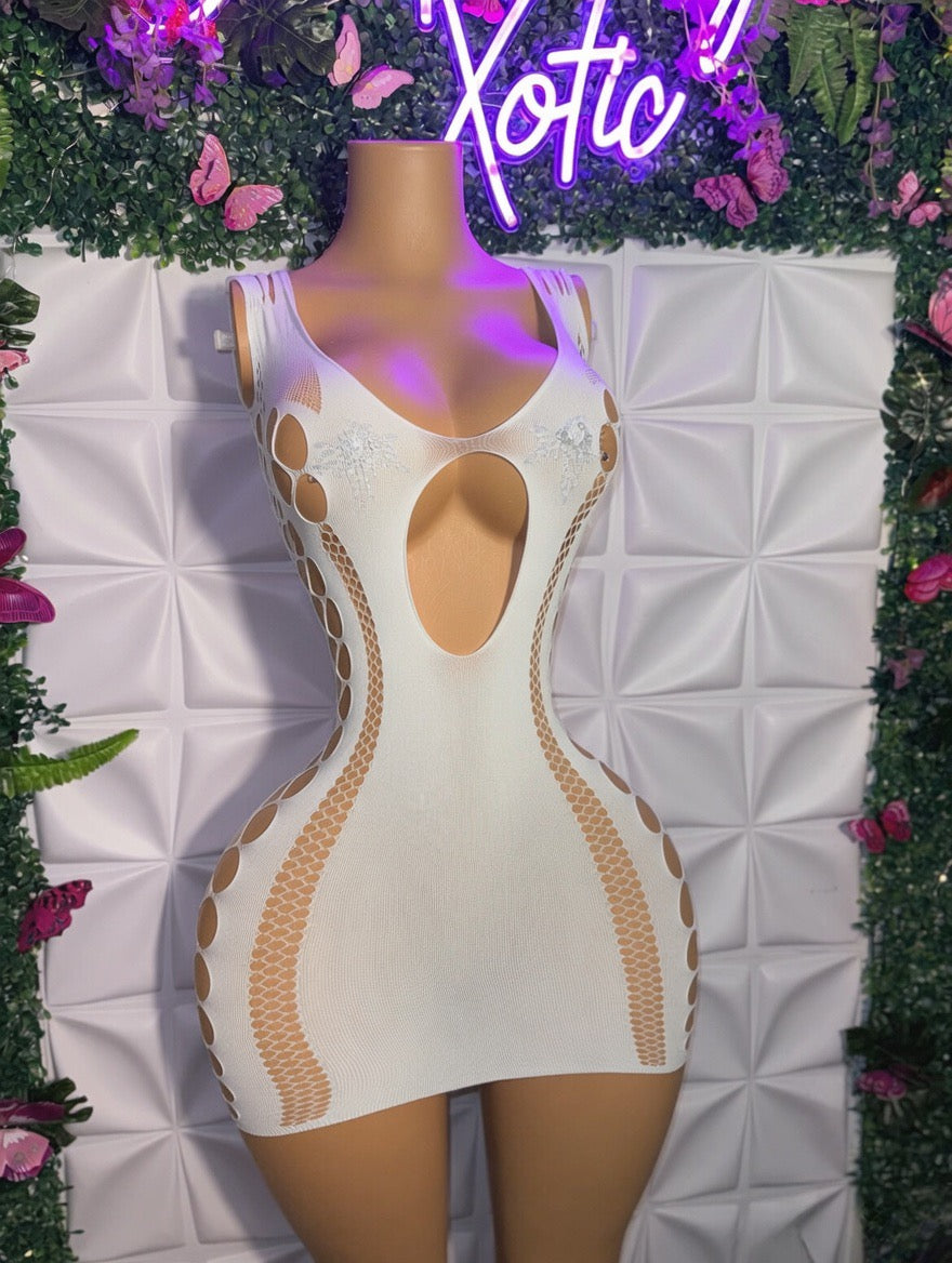 Tracie Fishnet Dress Fits XS-XL