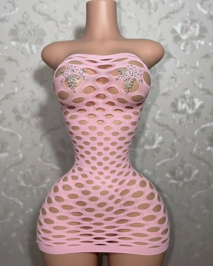 Money Maker Fishnet Dress Fits XS-XL