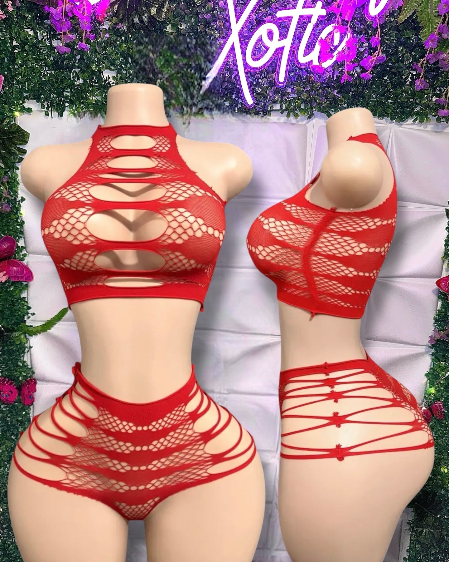 Nairobi Fishnet Cheeky Thong Set Fits XS-L