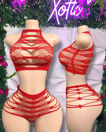 Nairobi Fishnet Cheeky Thong Set Fits XS-L