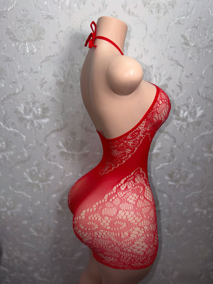 Glo Girl Crotchless Fishnet Romper Fits XS-M