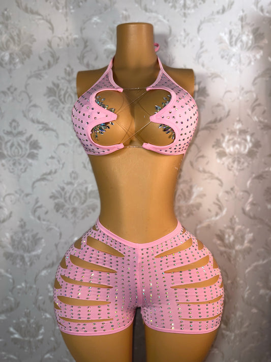 Valentina — Diamond Slits Shorts Set