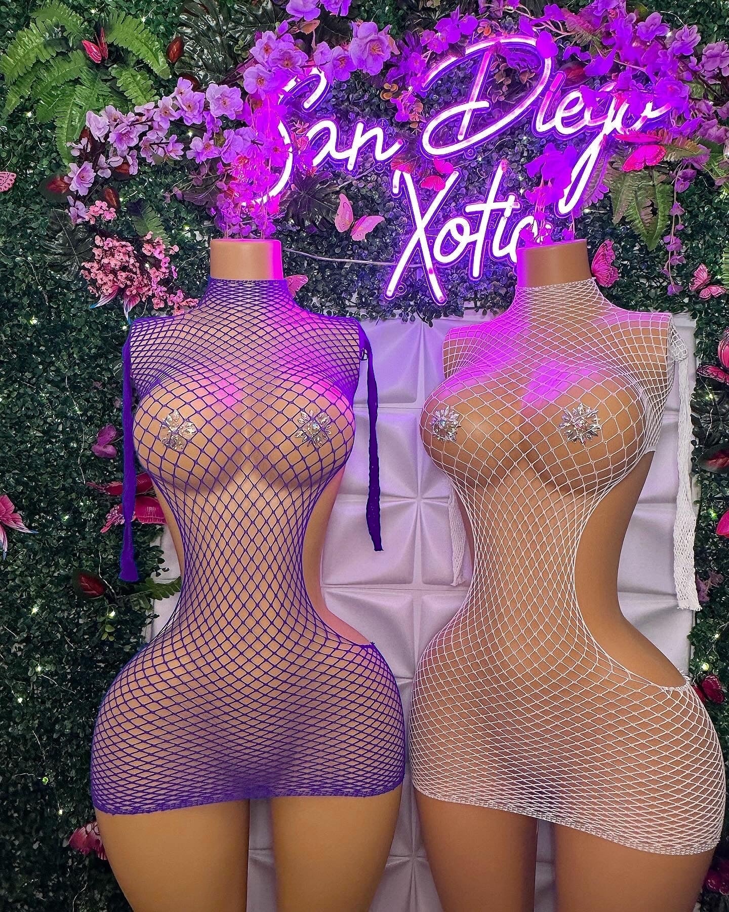 Lex Hollowed Out Sides Fishnet Dress Fits XS-L