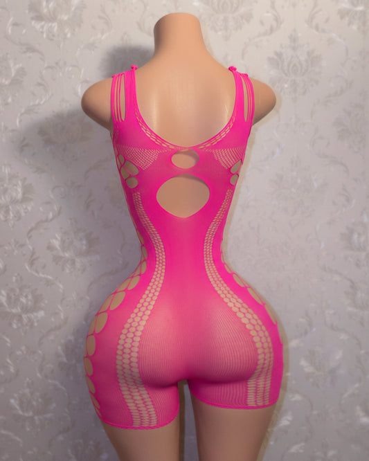 Tracie Fishnet Romper Fits XS-XL