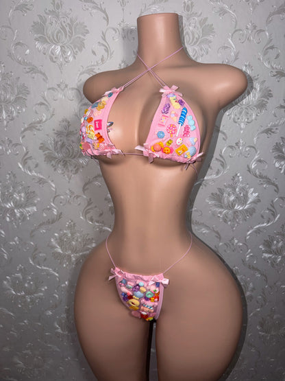 Solid Cord Candy Girl Charm Bikini