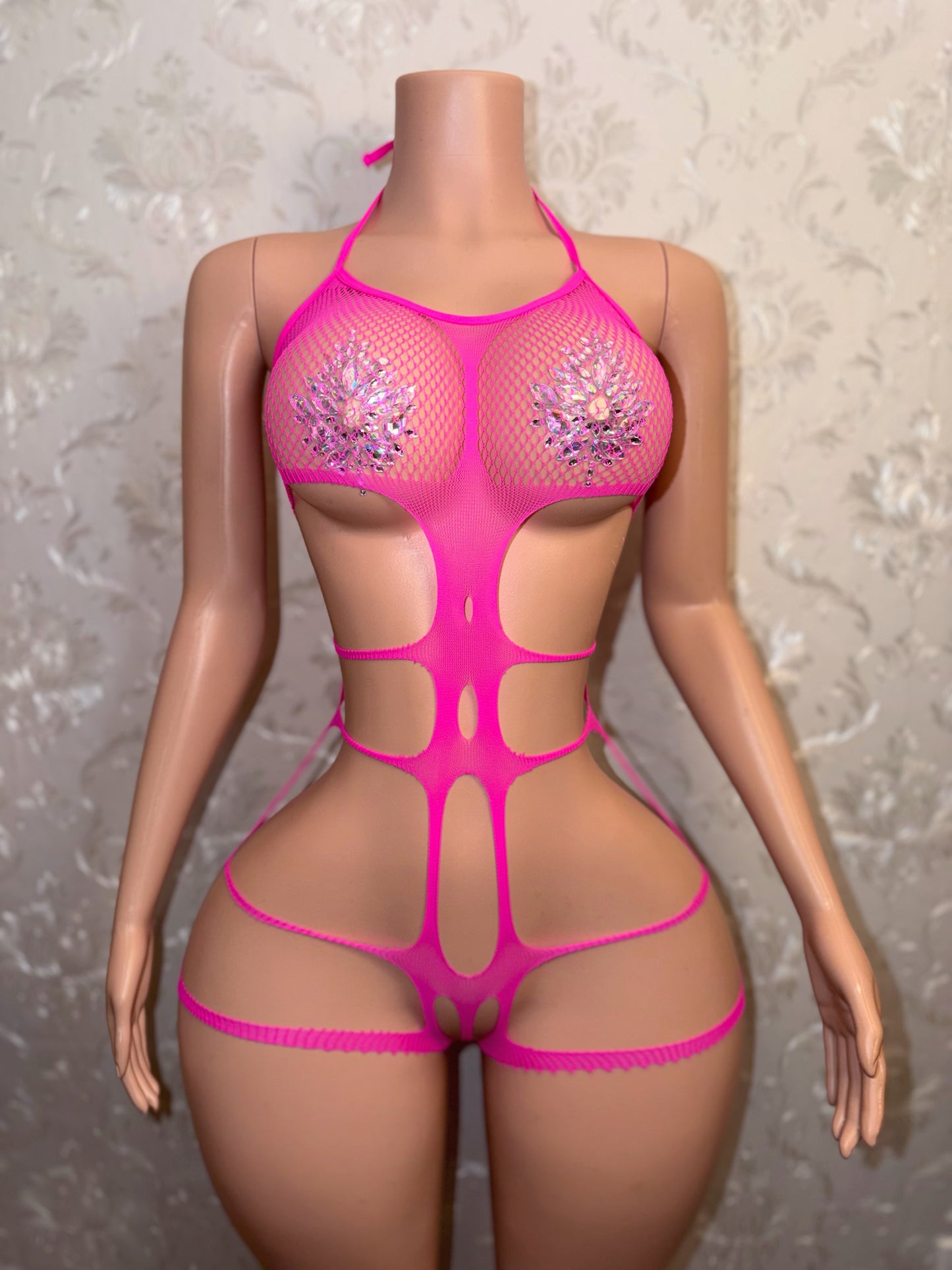 Snatched Fishnet Romper Fits XS-M