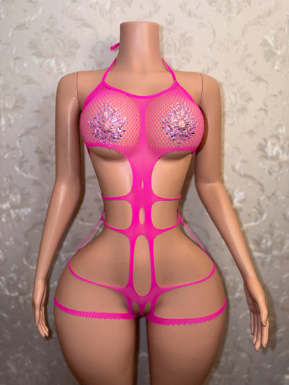 Snatched Fishnet Romper Fits XS-M