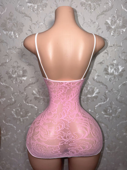 Susie Q Mini Lace Fishnet Dress Fits XS-M