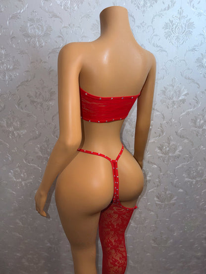 Highly Favored Asymmetrical Cut Out Fishnet Chaps Set Fits S-L