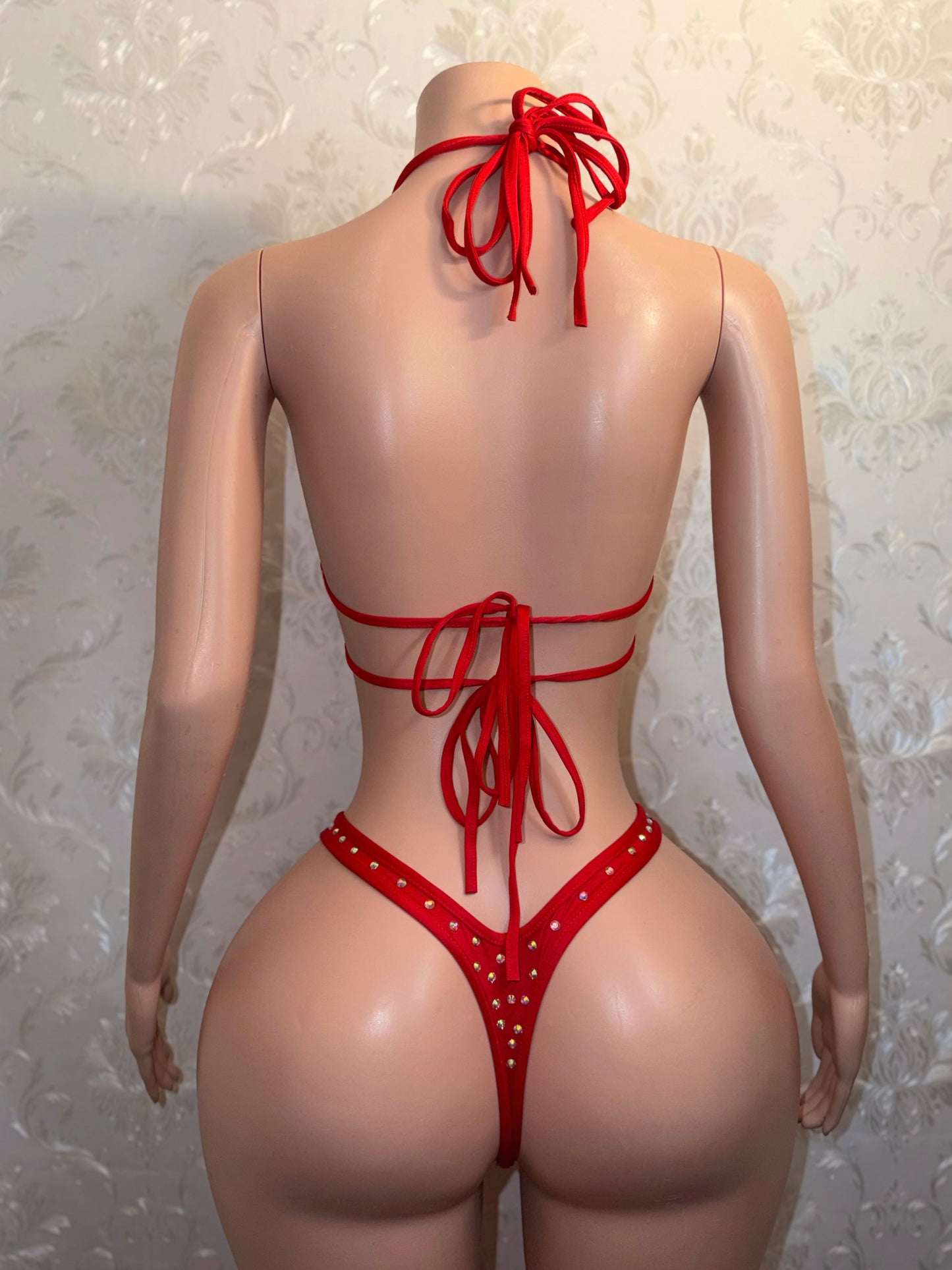 Shadé Rhinestone One Piece Optional Fishnet Set Fits XS-M