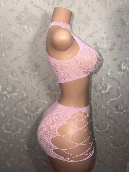 Syn 2 Piece Fishnet Skirt Set Fits XS-L