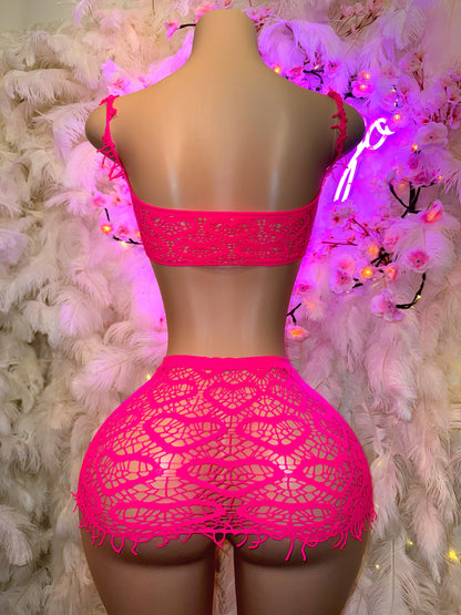 Be Mine — Fringe Fishnet Skirt Set Fits Petite XXS-M