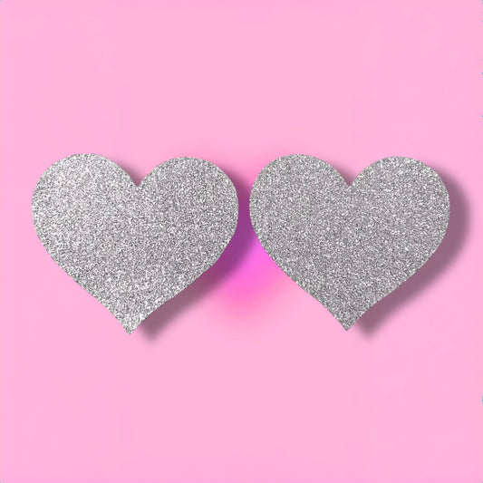 Glitter Pasties Silver Heart