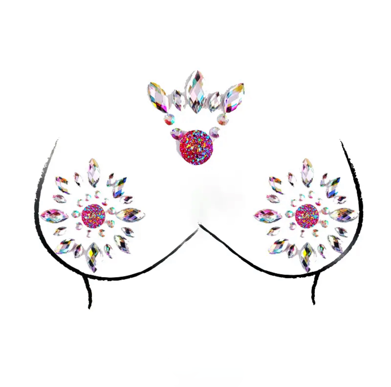 Crystal Pasties - Mini Round Silver & Rose Pink