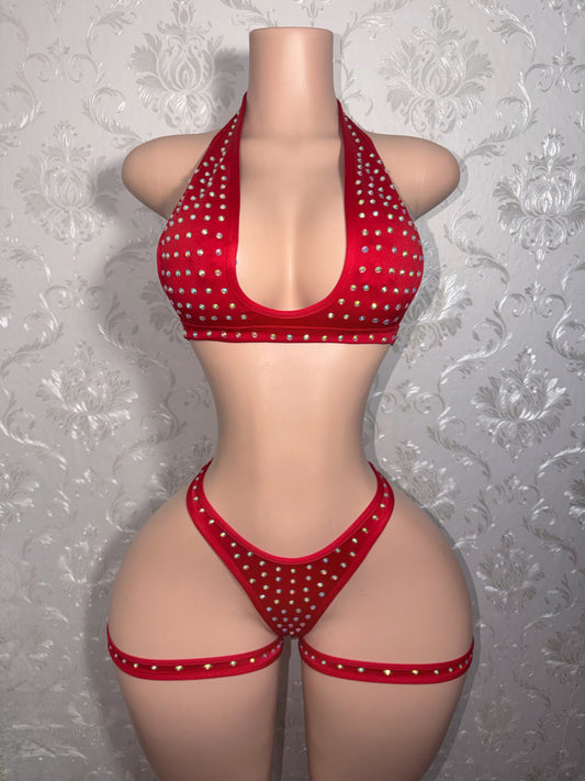 Headliner 3 Piece Rhinestone Bikini Set Fits S-M