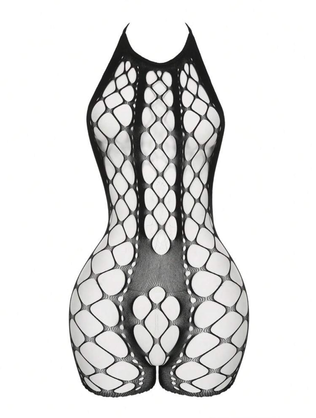 Giana — Halter Fishnet Bodystocking with Rhinestones Fits XS-L