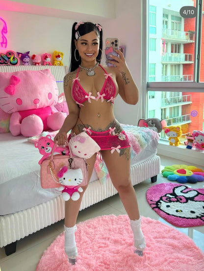 K Barker Lace Skirt Set With Bows As Seen On @xxtiffydollxx Fits XS-M