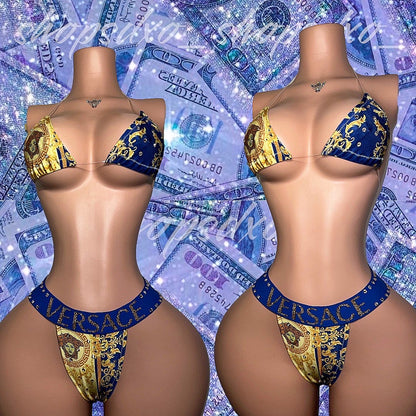 Medusa — Best Seller 2 Piece Bikini with Optional Thigh Garters and Stones (Modeled in “2 Piece+Stones”)