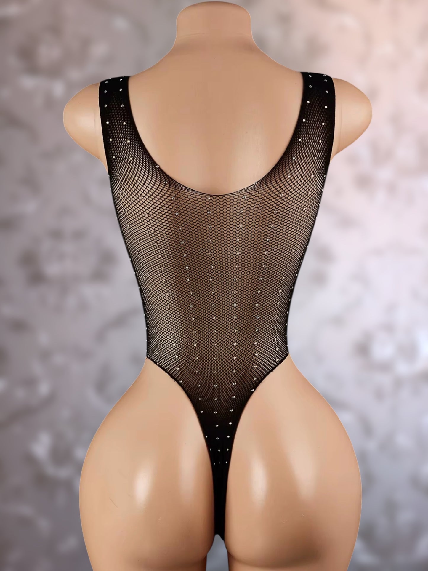 Rockstar Black Rhineston Fishnet Bodysuit One Size Fits All