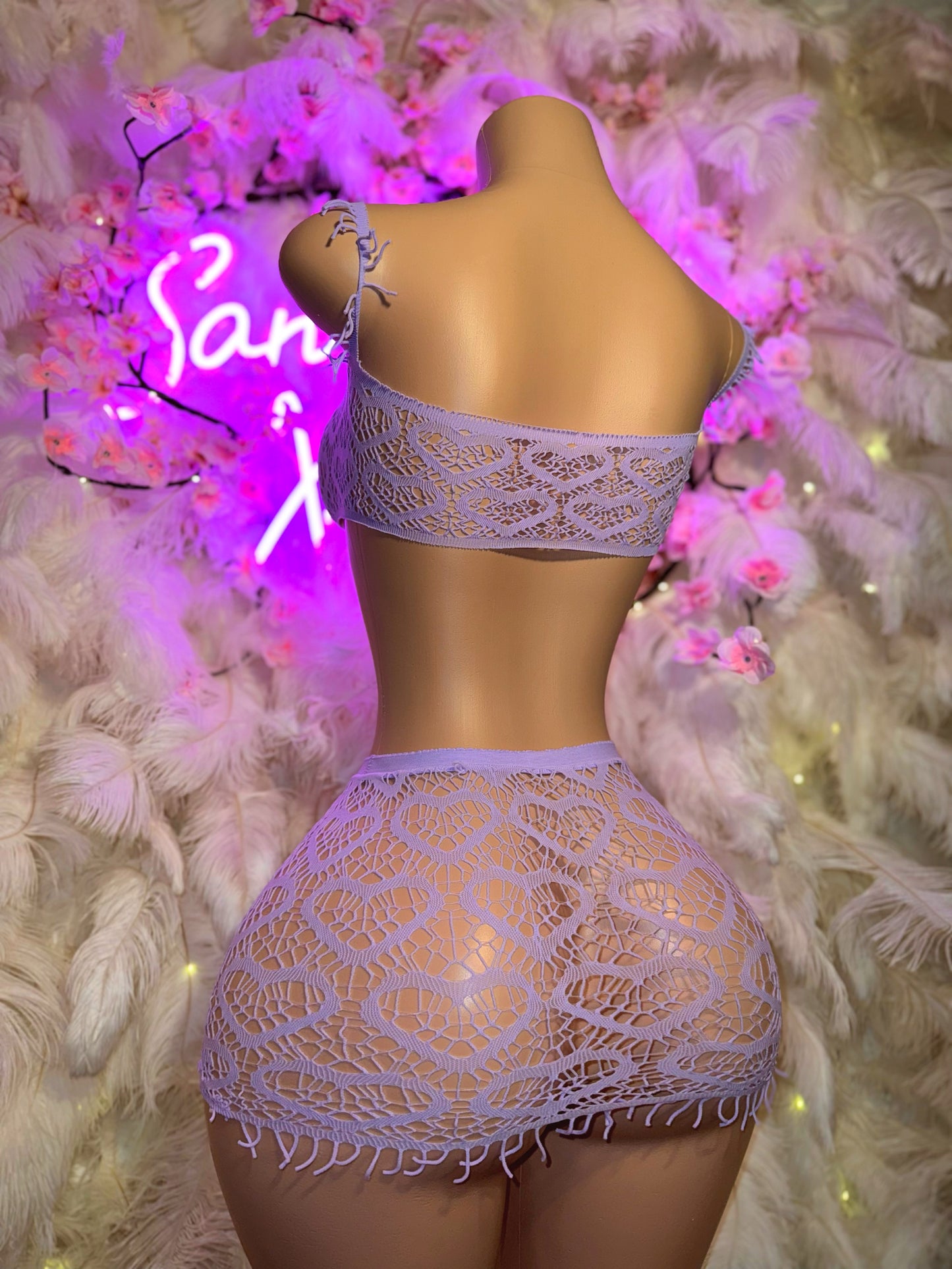 Be Mine — Fringe Fishnet Skirt Set Fits Petite XXS-M