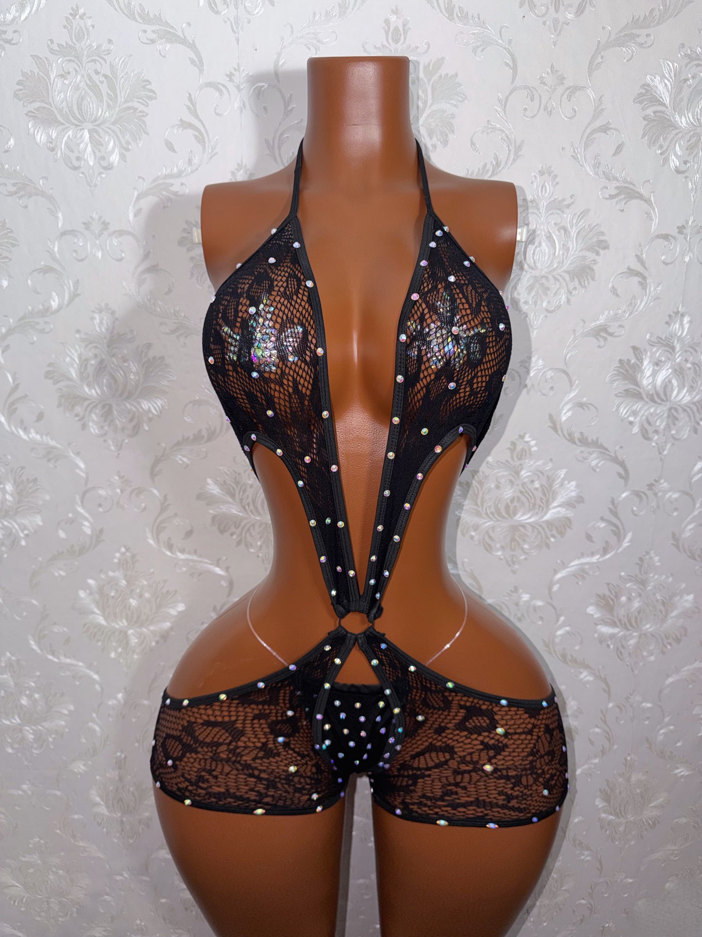 High Maintenance Rhinestone Bumpster Romper Set Fits S-M