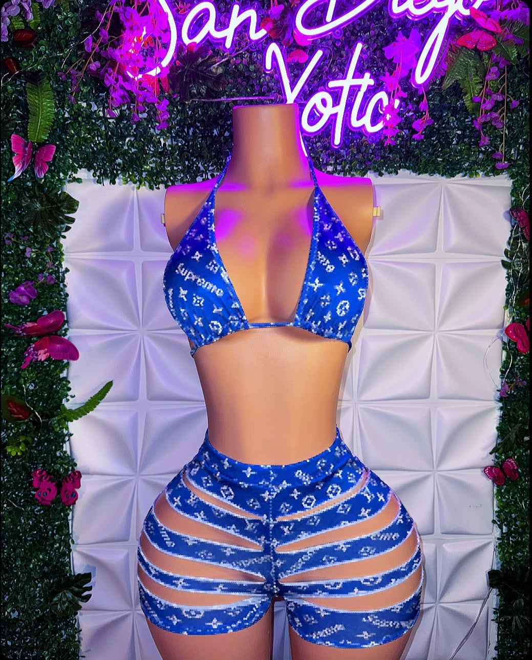 Tyla Royal Blue Slit Shorts Set S-M