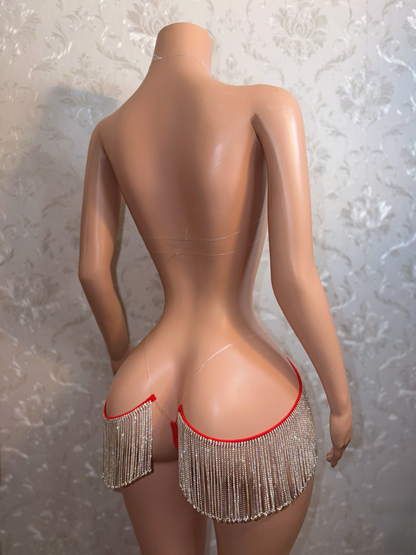 Queen Of Diamonds Crystal Appliqué 2 Piece Set With Tassel Chaps